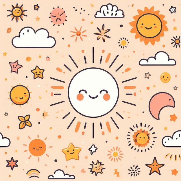 Sun background desktop wallpaper cute vector