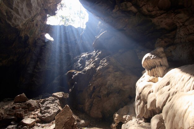 Sun beam in cave