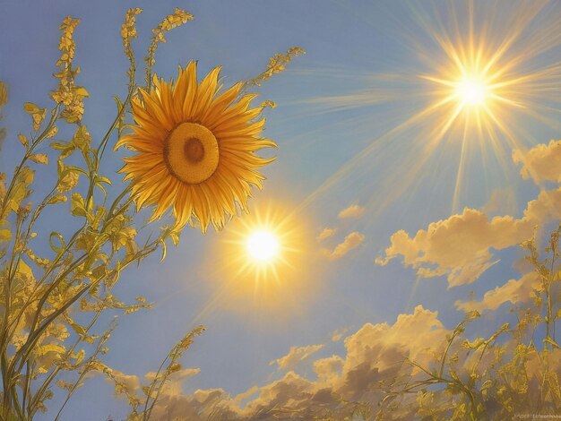 Фото Солнце красивое изображение крупным планом, созданное ai