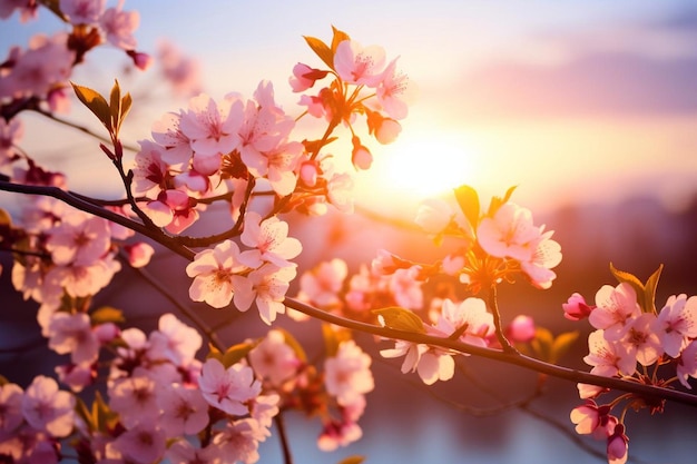 Sun Over Blooming Cherry Blossoms Sun Wallpaper