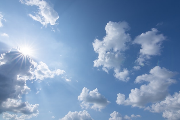 太陽、青空、雲。