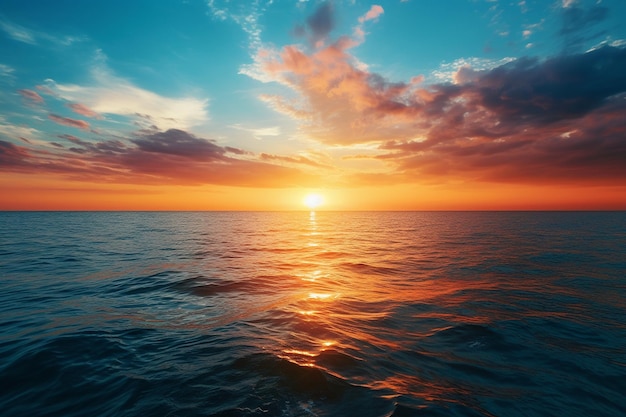 Sun Breaking the Horizon at Sea