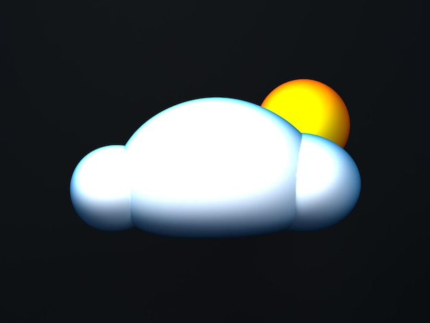 sun behind the cloud 3d rendering of weather forecast icon
