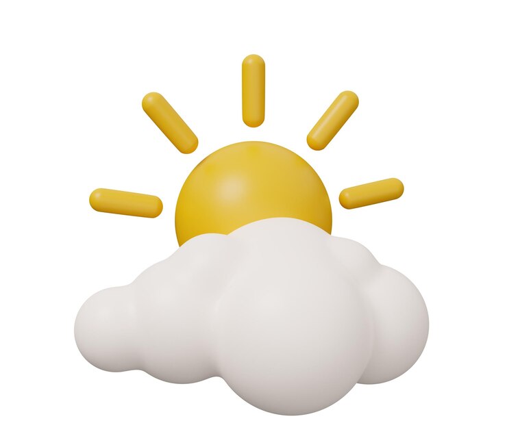 Photo sun cloud 3d weather isolated minimal 3d render illustration in cartoon trendy style