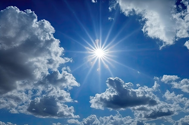 Photo sun and clouds in a blue sky