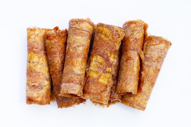 Sun dried banana roll snacks