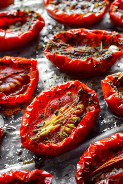 Photo sun-dried tomatoes close up