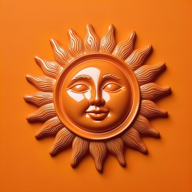 Photo sun face face sunsun with orange background