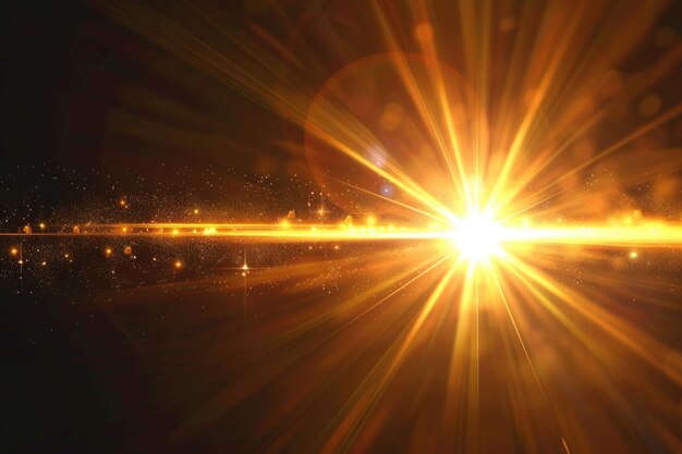 Sun flare on black background in abstract natural form