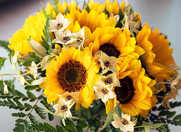 Photo sun flower wedding bouquet flower background