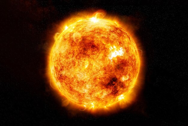 The sun from space on a dark background elements of this image\
furnished by nasahigh quality photo