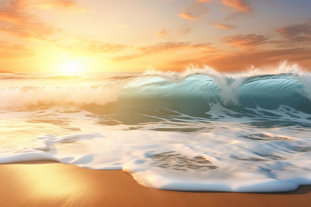 Sun glittering on ocean waves at sunrise