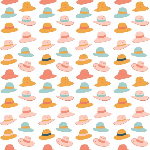 Photo sun hats seamless pattern can be used for gift wrapping wallpaper background