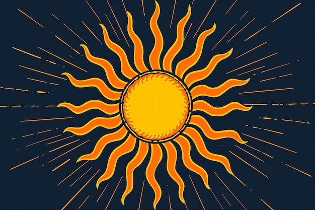 Sun icon on a dark blue background with rays