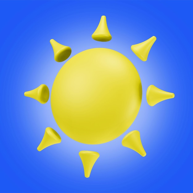 Значок солнца Желтый 3D Иллюстрация