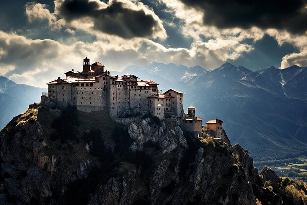 Sun Illuminating Mountain Monastery