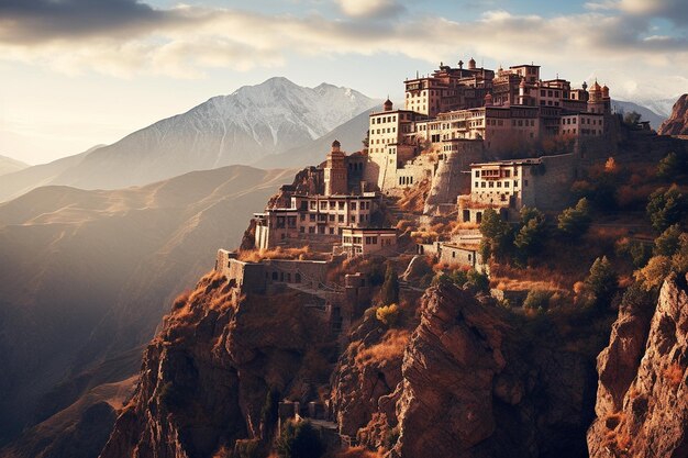 Sun Illuminating Mountain Monastery