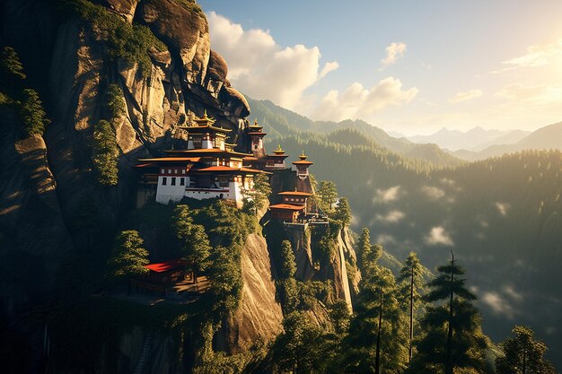 Sun Illuminating Mountain Monastery