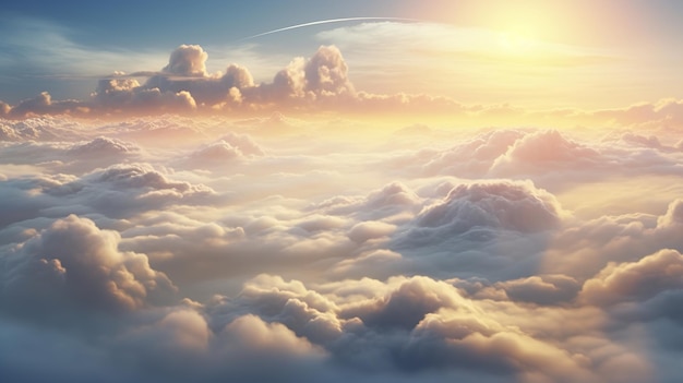 The sun is rising above the clouds.