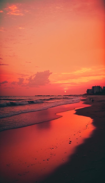 The sun is setting on the beach in myrtle beach, sc.