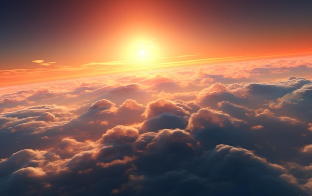 The sun is shining above the clouds