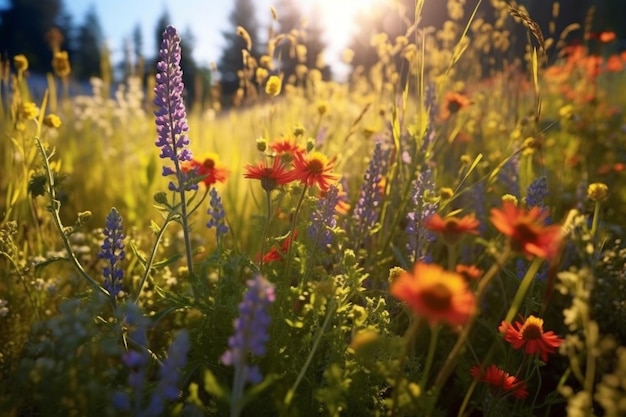 Premium Ai Image A Sun Kissed Meadow