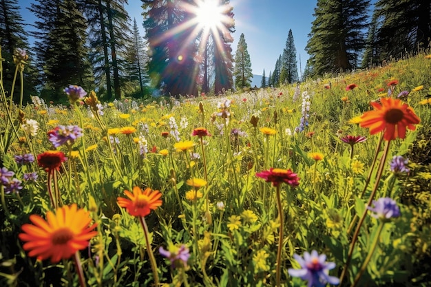 Photo a sun kissed meadow