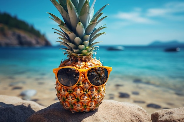 Sun Kissed Pineapple Забавная летняя концепция Генеративный ИИ