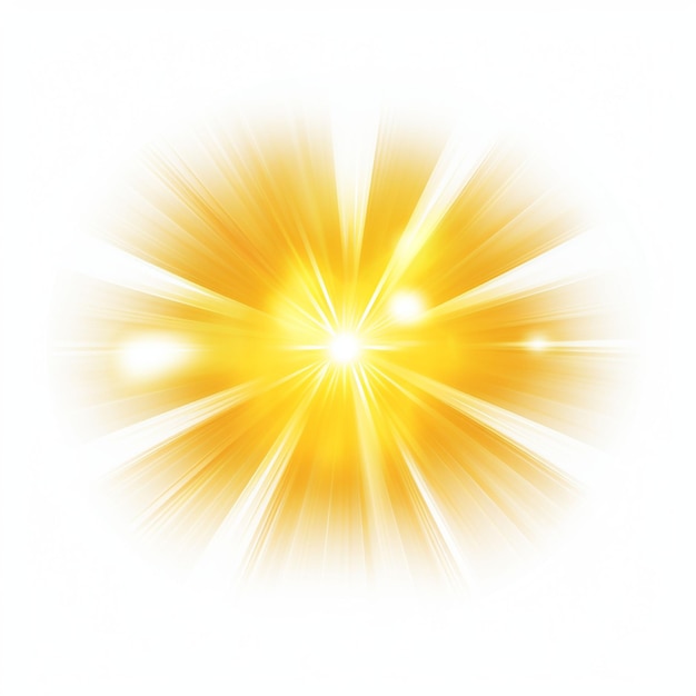 sun light effect with yellow rays and lens glare