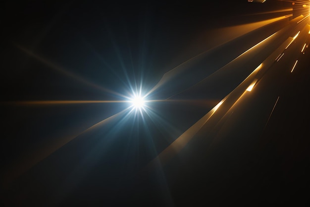Фото Наложение солнечного света наложение солнечных лучей свет солнечных лучей изолирован на черном фоне для дизайна наложения прозрачный солнечный свет специальный объектив вспышка световой эффект передняя солнечная линза вспышка света сияния