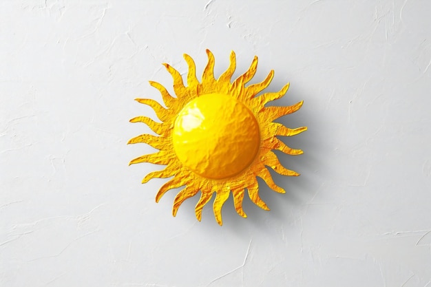 Photo sun made of plasticine on a white background