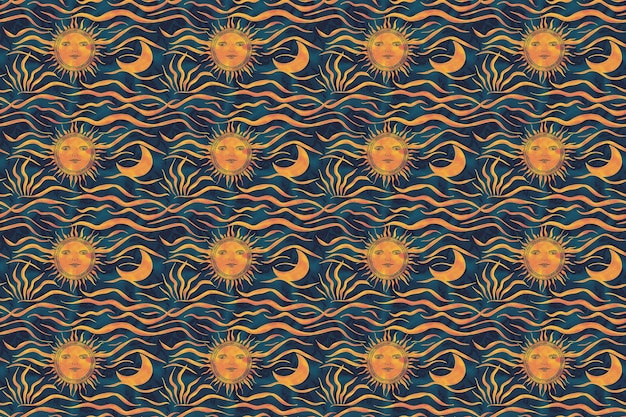 Photo the sun and moon are on the right side of this fabric