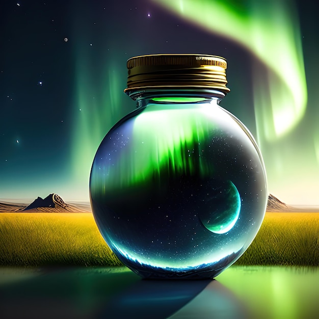 sun, moon, aurora in a bottle