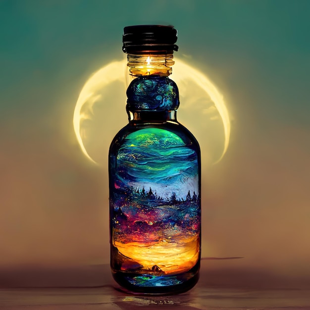 Sun, moon, aurora in a bottle