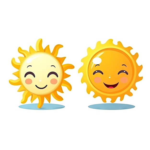 Sun and moon emoji set white background