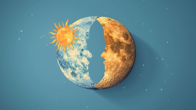 Sun and moon illustrating day and night skin care routines