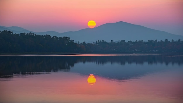 Sun moon lake at sunrise in nantou taiwan