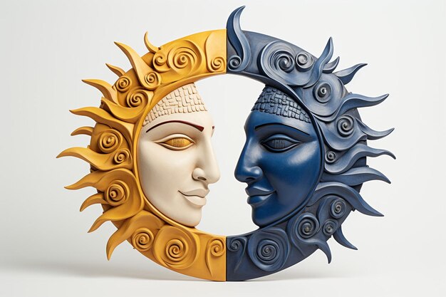 Photo sun and moon with faces