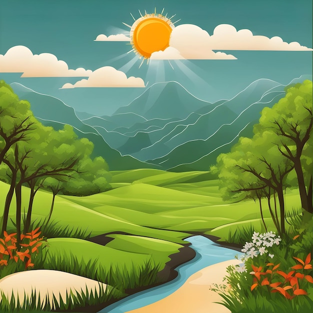 sun nature landscape background design illustration