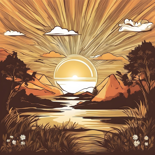 Photo sun nature landscape background design illustration