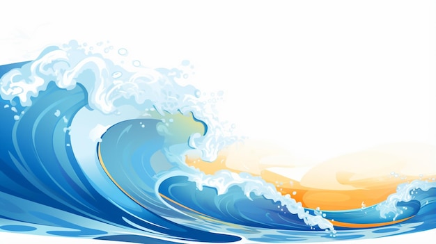 Foto sole, onde, oceano, nuvole blu, spruzzi felici, bellissime onde marine con schiuma di colore blu e turchese.