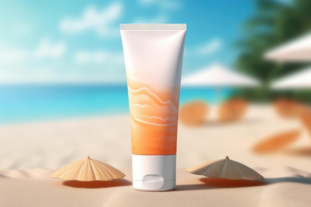 Sun protection cream on a summer beach