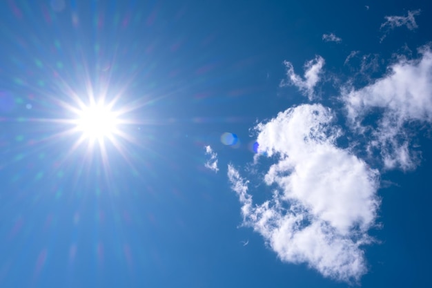 Sun rays against a blue sky