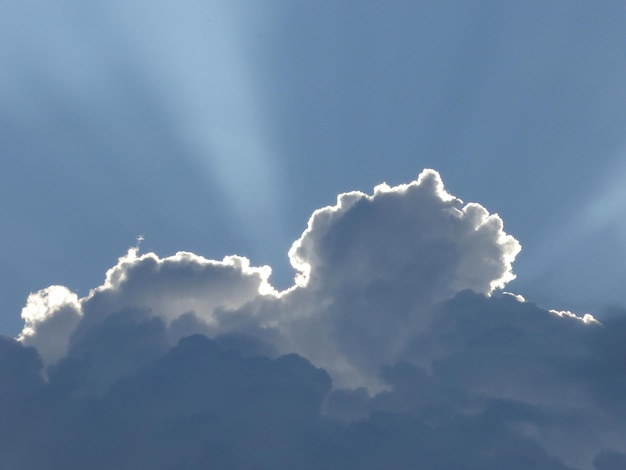 Sun rays from sun behind the clouds