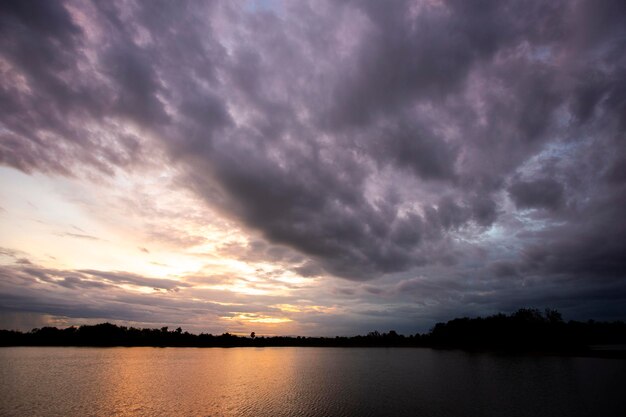 Sun rise and sun set sky with cloud on a cloudy day