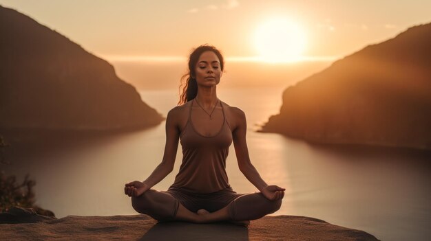 Foto saluto al sole una serie di pose di yoga per accogliere la giornata con vitalità