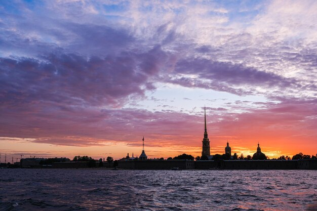 Sun set at SaintPetersburg Peter and Paul fortress