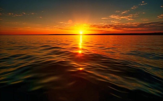 The sun sets over a body of water during sunset