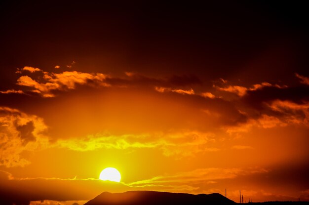 Sun Setting on the Atlantic Ocean in Tenerife Canary Island Spain