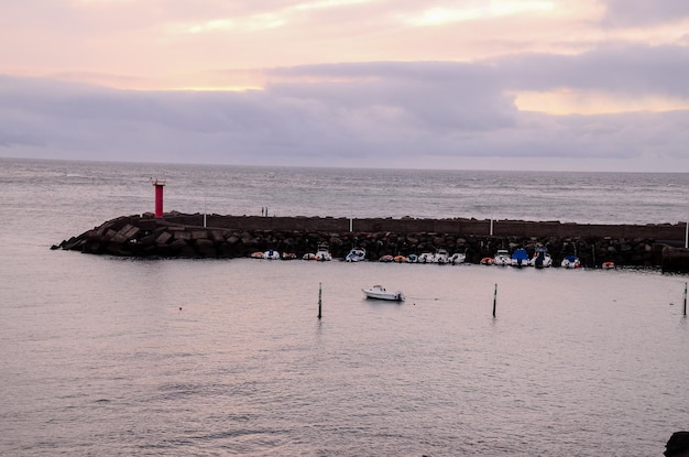 Sun Setting on the Atlantic Ocean in Tenerife Canary Island Spain